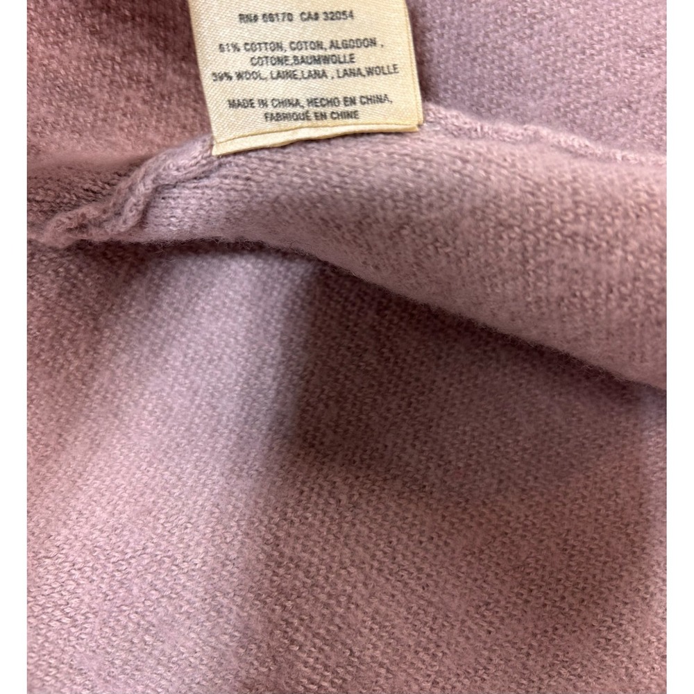 Anthropologie Moth Camel Blush Pink Cotton WOOL Wrap Cardigan Sweater Coat XS b2 - Picture 8 of 10